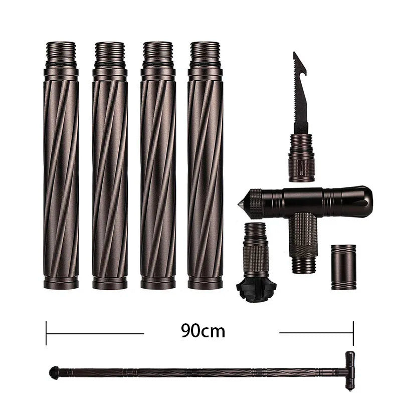 Beach Camp Folding Tactical Self-Defense Stick, Walking Hiking Stick, Trekking Poles, Outdoor Hiking
