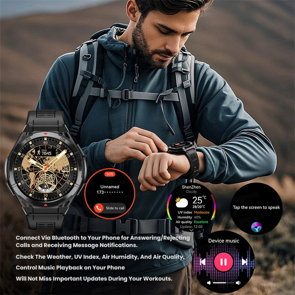 Beach Camp Swim Smartwatch Outdoor GPS Watch Sports Fitness Tracker Health Military Waterproof Watch BT5.3 Call Smart Watch for Android iOS