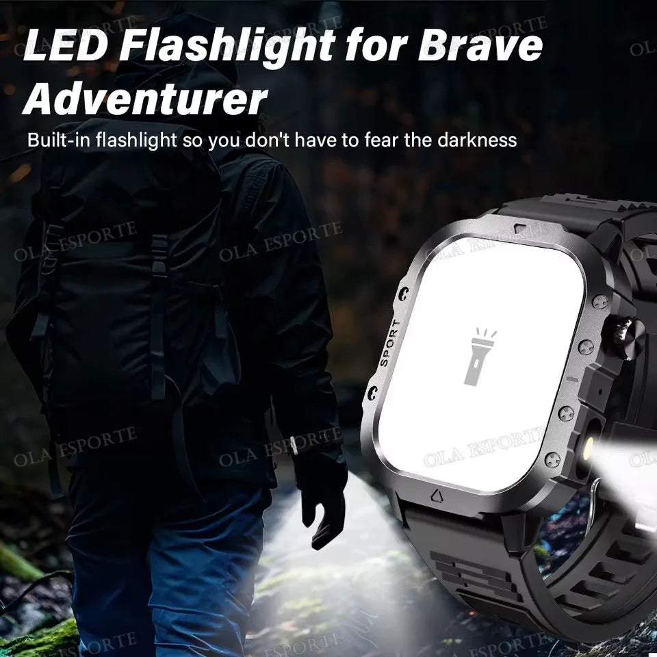 Beach Camp 2025 New LED Men's Smartwatch Bluetooth Talking Smartwatch Multi Sport Mode Health Monitor Outdoor Sport Smart Watch For Android